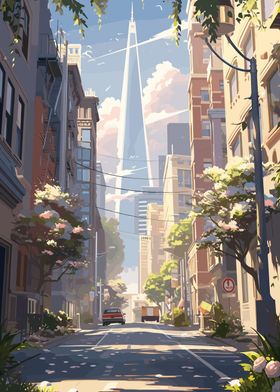 City Street Anime Tower