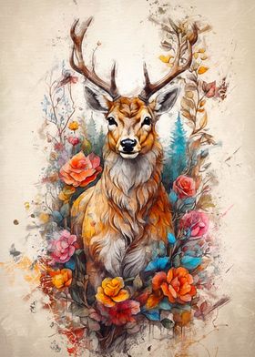 The Deer in the Flowers