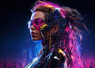 Cyberpunk Cyborg Woman
