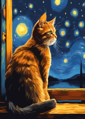 Starry Night Cat 