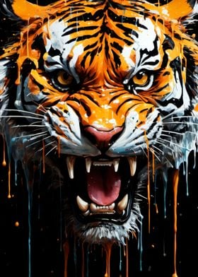 dripping paint tiger art 