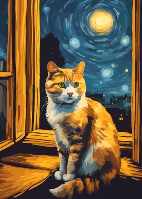 Starry Night Cat 