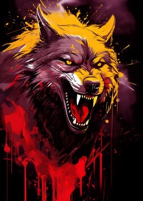 Angry Wolf Painting