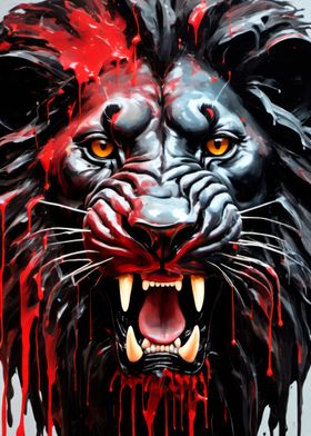 dripping paint lion art 