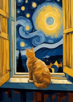 Starry Night Cat 