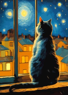 Starry Night Cat 