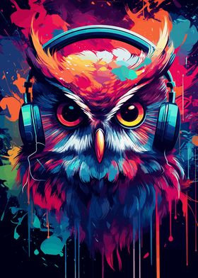Owl With Headphones