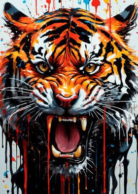 dripping paint tiger art 