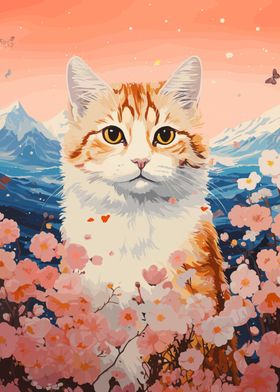 Cat cherry blossom Japan
