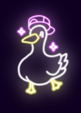 Neon Cute Duck