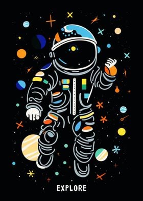 Colorful Astronaut Poster