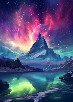 Aurora Borealis Mountains