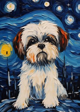 Shih Tzu Van Gogh Wall Art