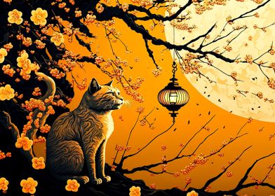 cat cherry blossom japan