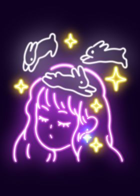 Neon Rabbit Girl