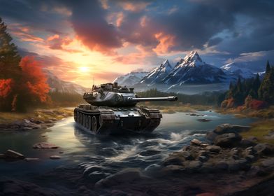 tiger panzer at sunset