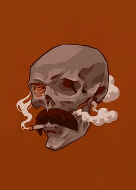 Smoking Mustache Skull