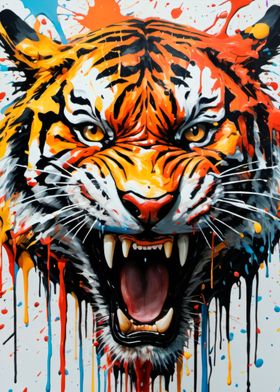 dripping paint tiger art 