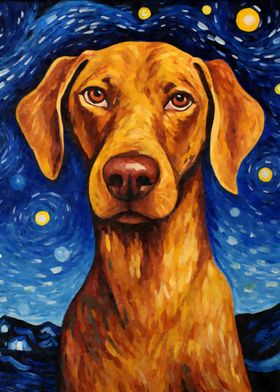 Vizsla Dog Starry Night