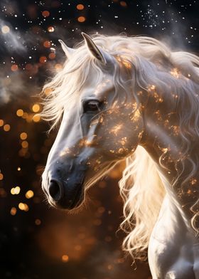 magic friesian white horse