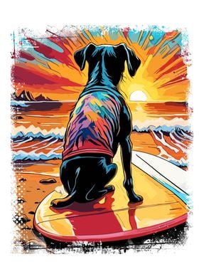 Surfing Dog Pop Art