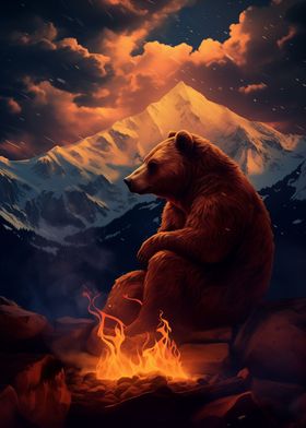 Bear Campfire Gleams