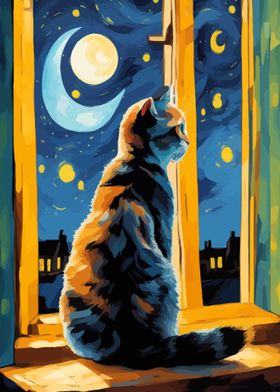 Starry Night Cat 