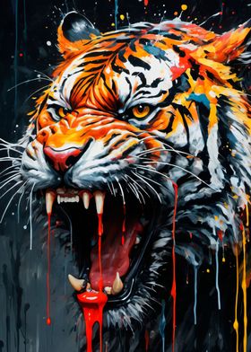 dripping paint tiger art 