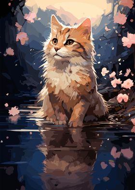 Cat Cherry Blossom Japan