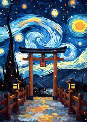 Torii Gate Starry Night