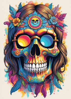 Colorful Hippy Skull