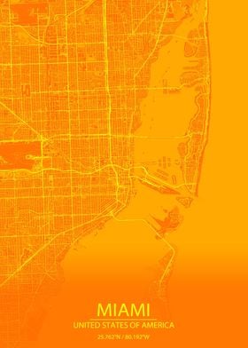 Miami Florida Orange Map