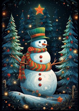 Colorful Xmas Snowman