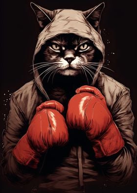 Boxing Cat with Gloves