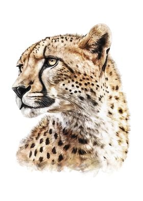 Cheetah Watercolor Art