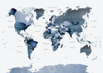 World Map in Blue