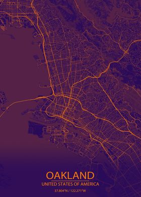 Oakland CA USA Purple Map