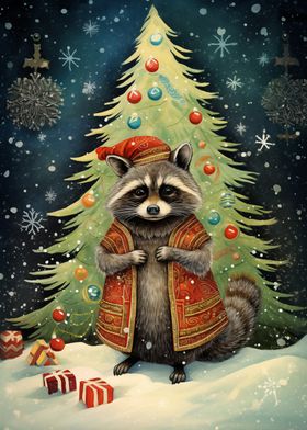 Cute Raccoon Xmas