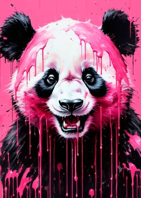 pink paint panda art 