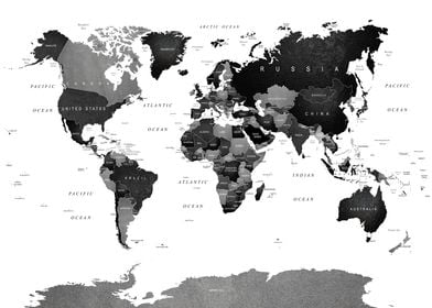World Map Black White