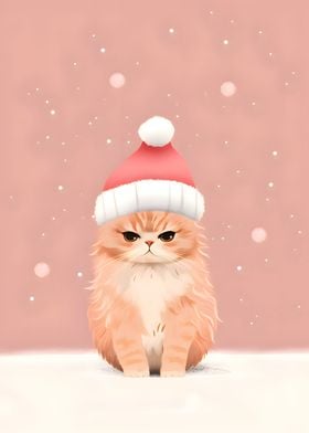 Cat on a white Christmas