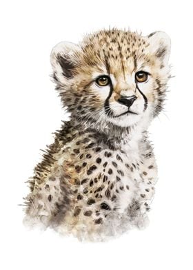 Baby Cheetah Watercolor