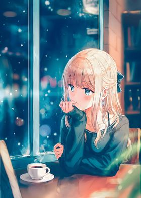 Anime Girl Coffee Kawaii