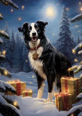 Sweet Border Collie Xmas