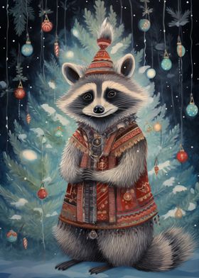 Cute Raccoon Xmas