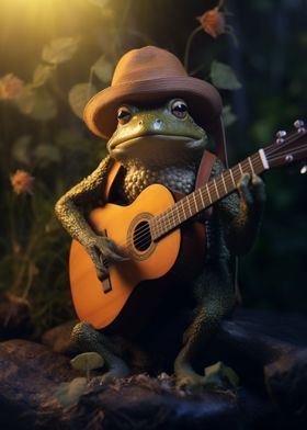 Frog Hat Playing Guitar