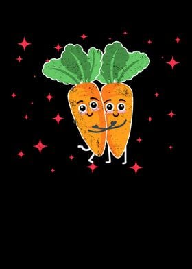 Cute Carrot Couple Hugging