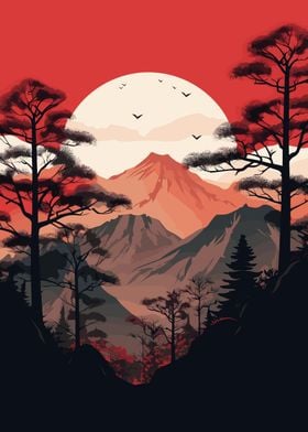 Red Fuji Mountain