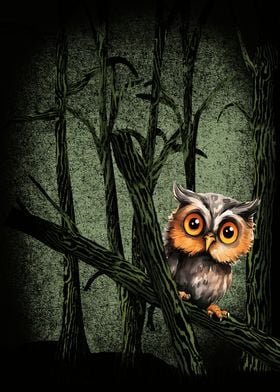 Cute Owl Forest Green
