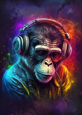 Dj Monkey with Headphones